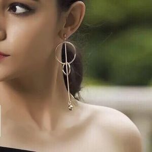 Double Hoop Dangle Earrings with Ball